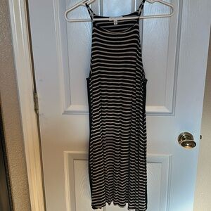 Black and tan stripped tank top dress